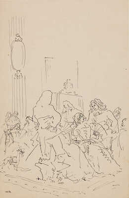 Бехтеев Владимир Георгиевич. Лот из 19 иллюстраций к роману Т. Готье «Девица Мопен» на 16 листах, на оборотной стороне наброски (для издательства Academia)